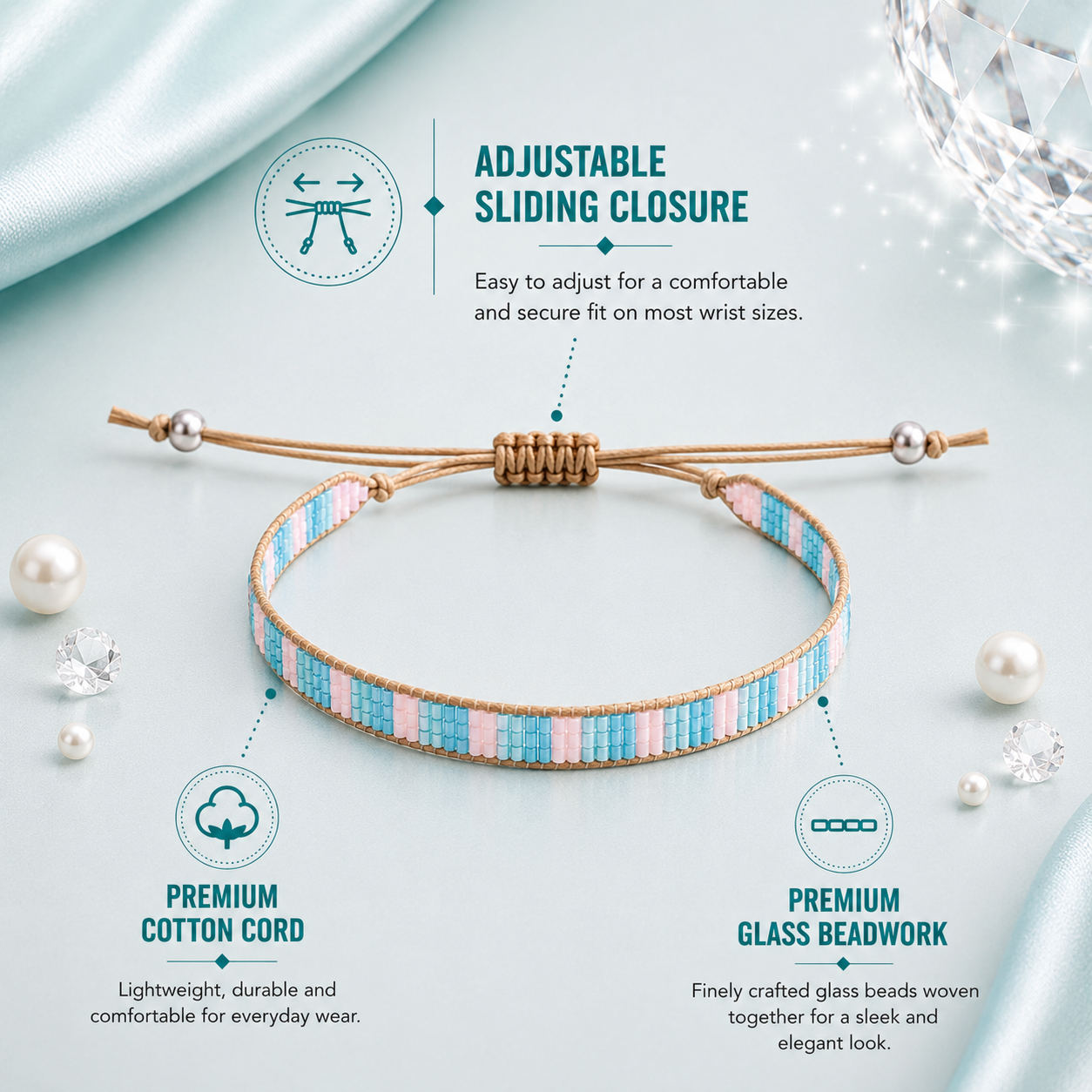 Adjustable Beaded Bracelet for Women