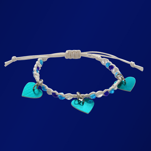 Adjustable Beaded Bracelet with Heart Charms