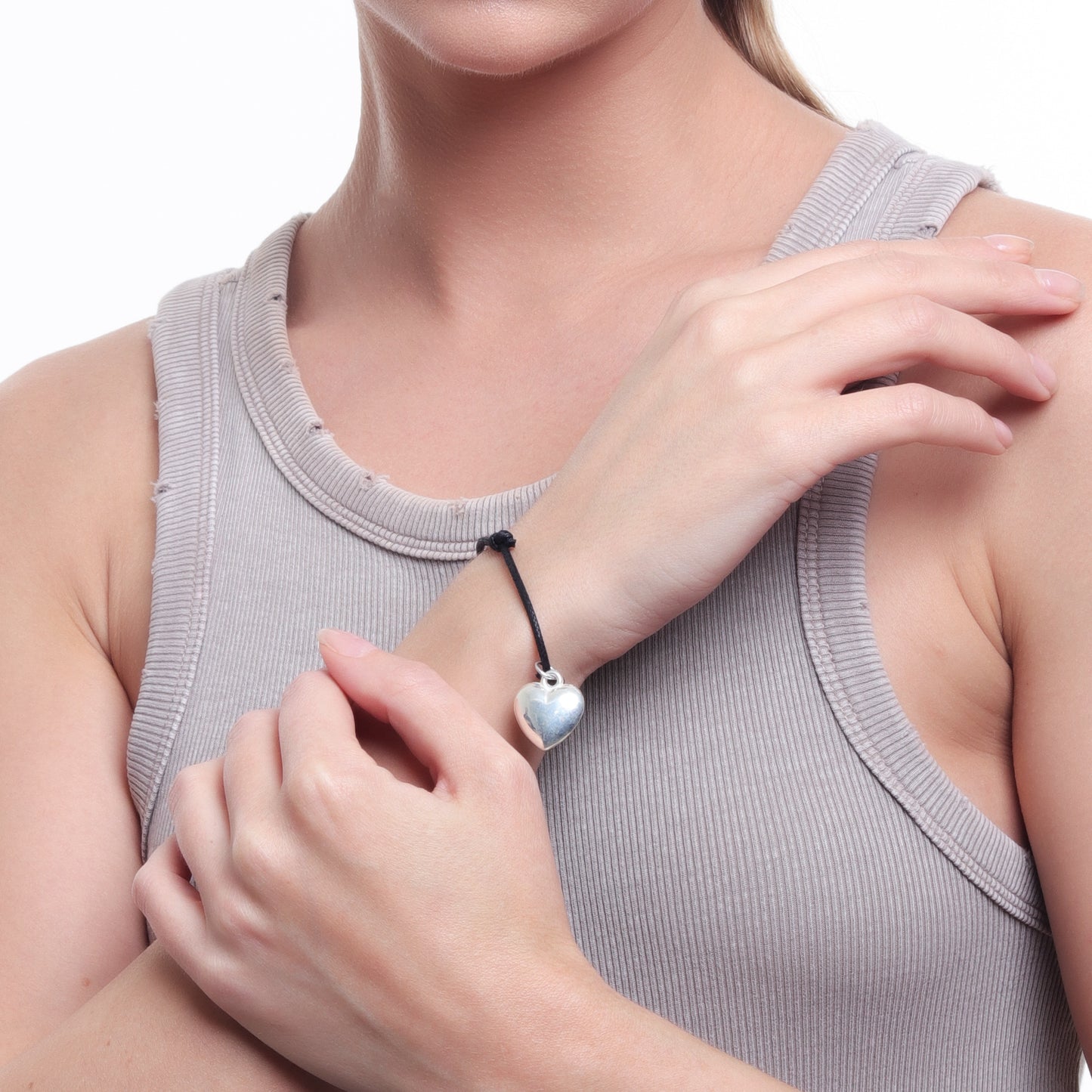 Adjustable Bracelet with Silver Heart Pendant