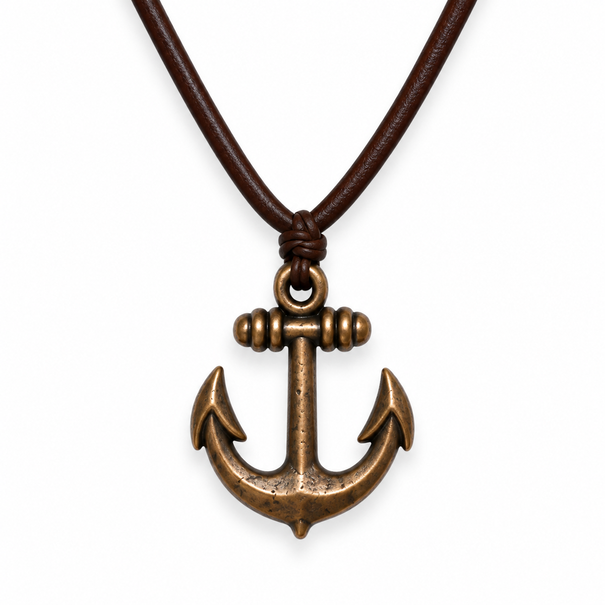 Anchor Pendant Leather Necklace for Men