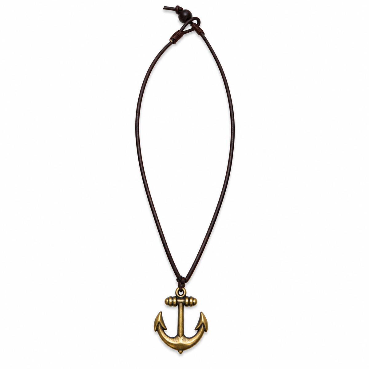 Anchor Pendant Leather Necklace for Men