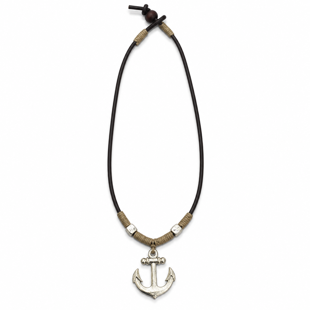 Anchor Pendant Leather Necklace for Men