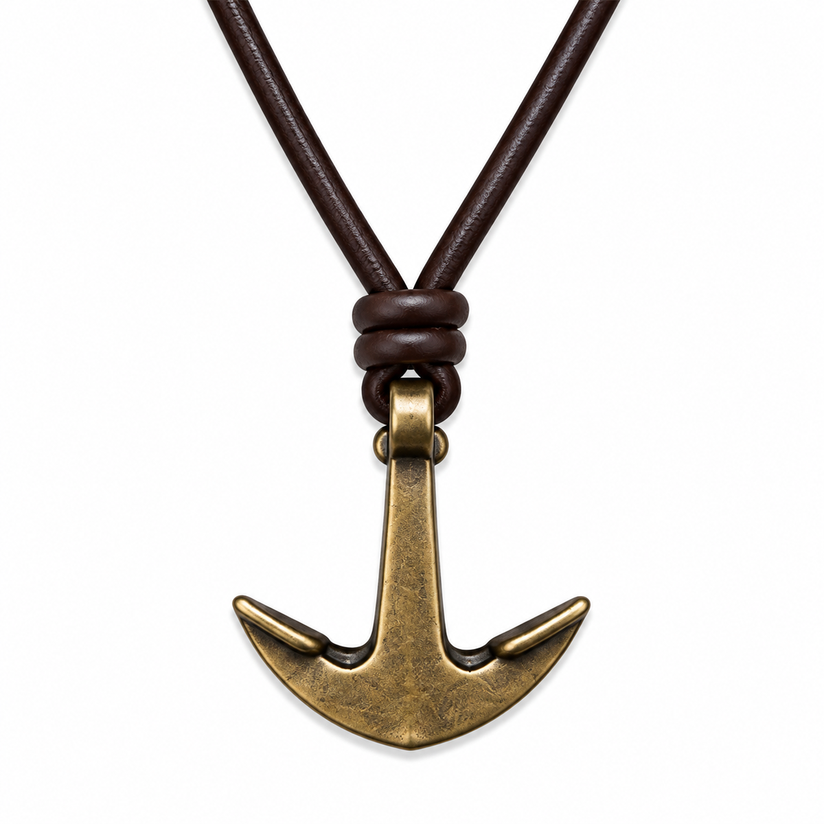 Antique Anchor Leather Necklace for Men