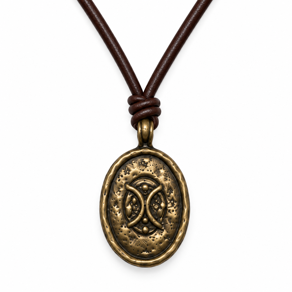 Antique Oval Pendant Leather Necklace for Men