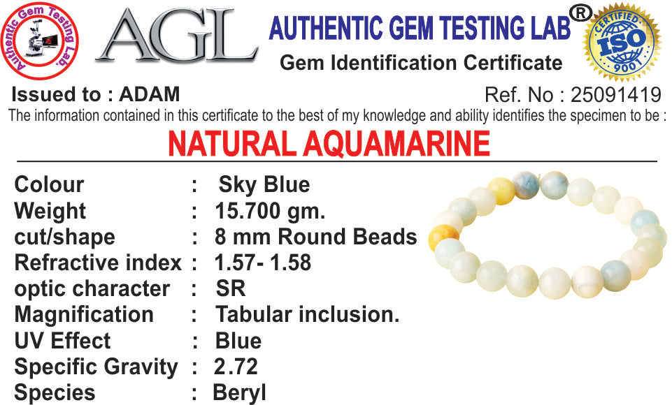 Aquamarine Natural Stone Bracelet