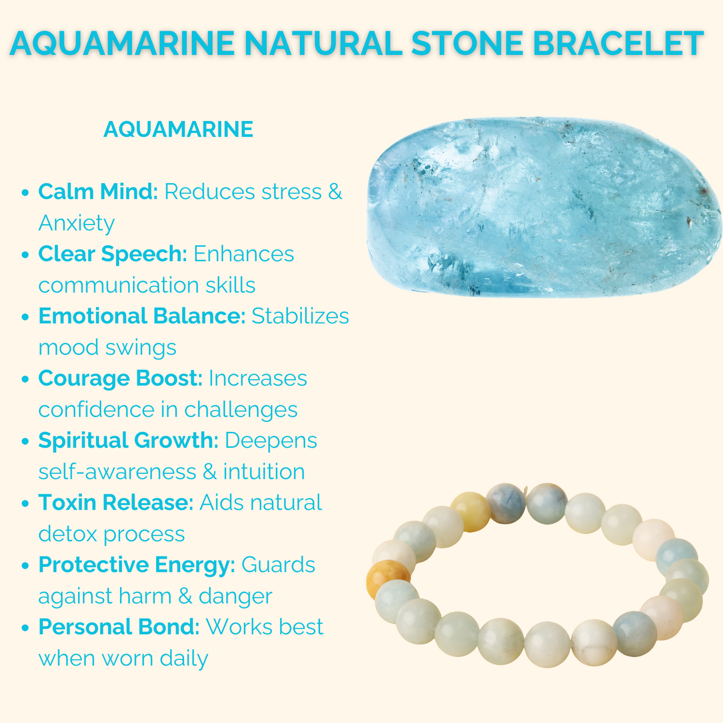Aquamarine Natural Stone Bracelet