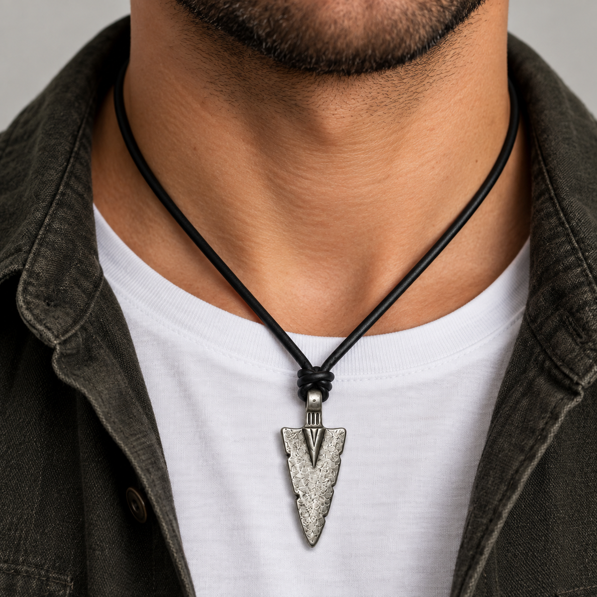 Arrowhead Pendant Leather Necklace for Men
