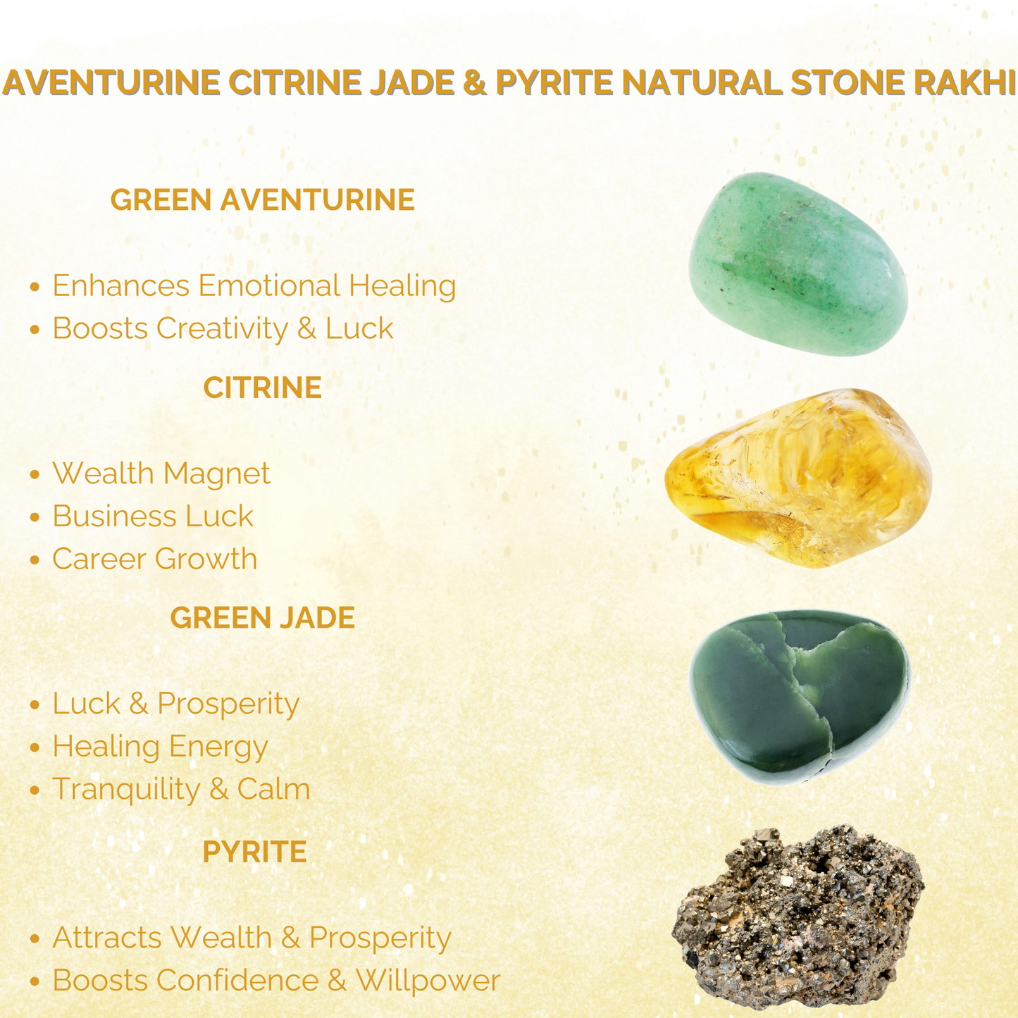 Aventurine Citrine Jade & Pyrite Natural Stone Rakhi