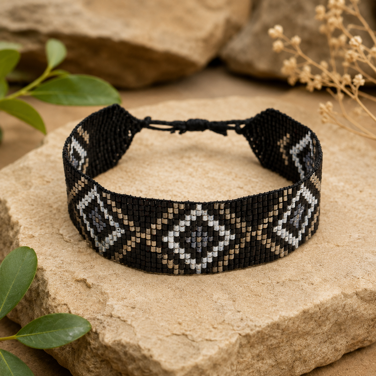 Aztec Pattern Adjustable Beaded Bracelet for Women
