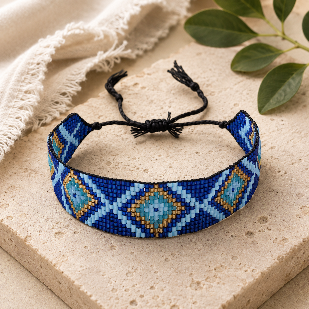 Aztec Pattern Adjustable Beaded Bracelet for Women