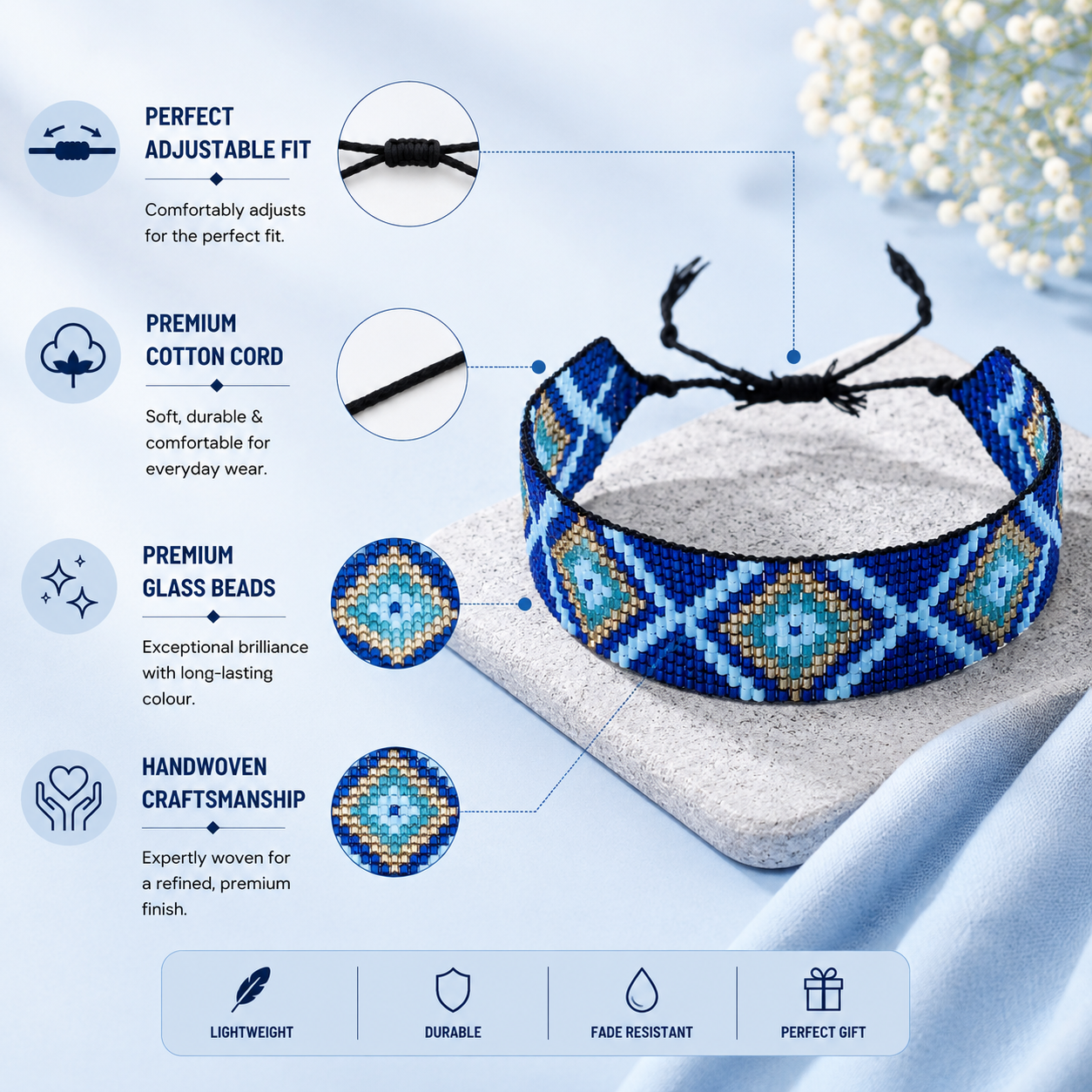 Aztec Pattern Adjustable Beaded Bracelet for Women