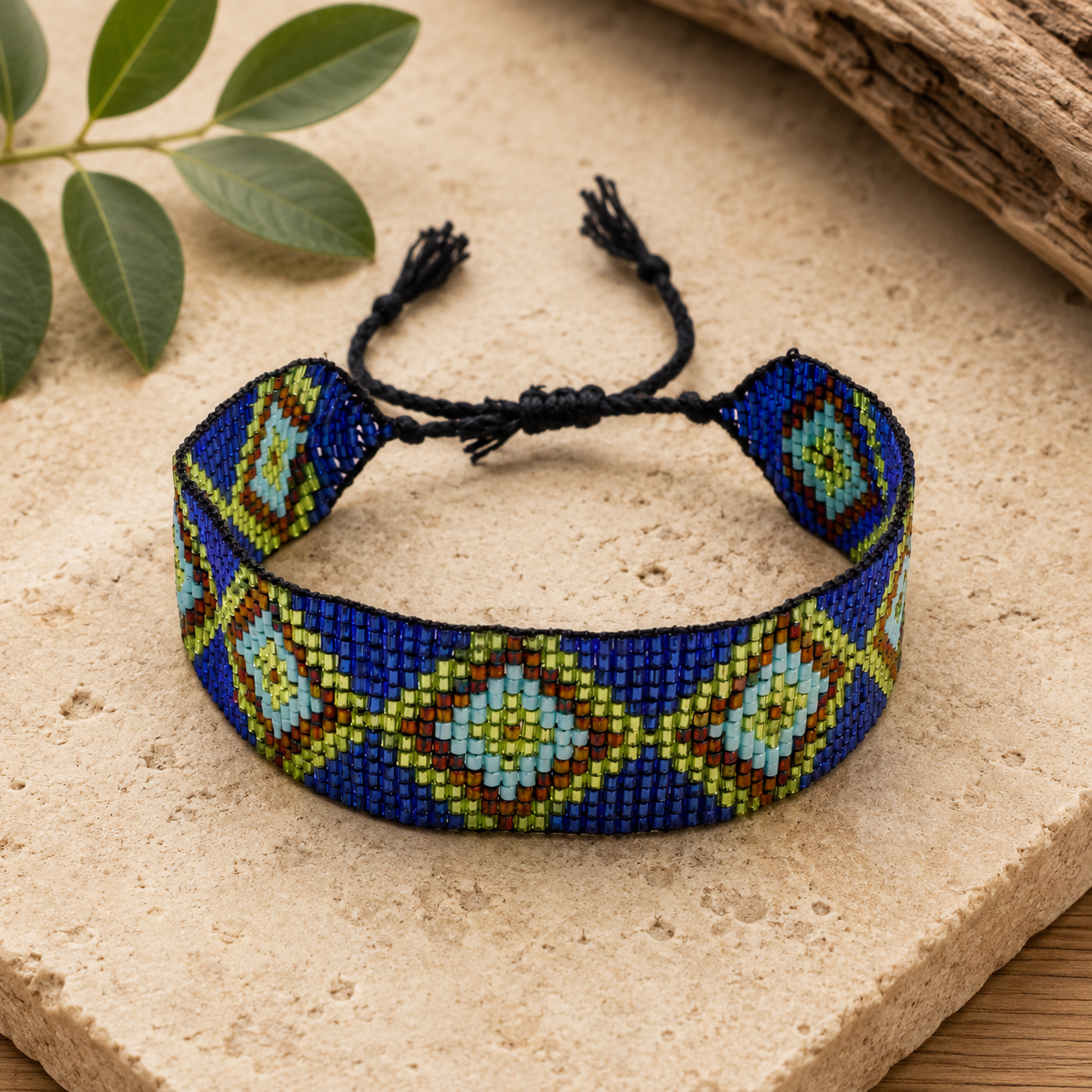 Aztec Pattern Adjustable Beaded Bracelet for Women