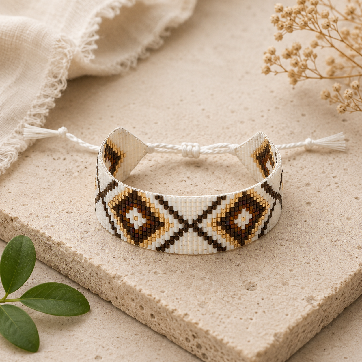 Aztec Pattern Adjustable Beaded Bracelet for Women