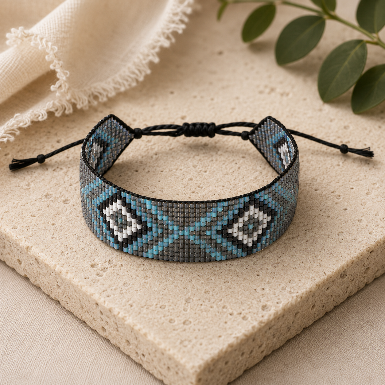 Aztec Pattern Adjustable Beaded Bracelet for Women