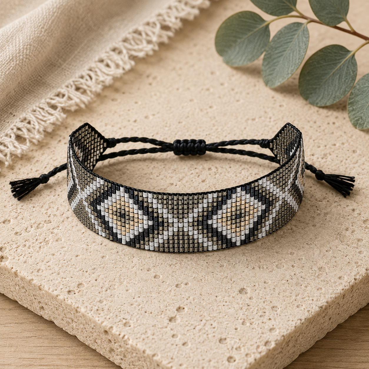 Aztec Pattern Adjustable Beaded Bracelet for Women