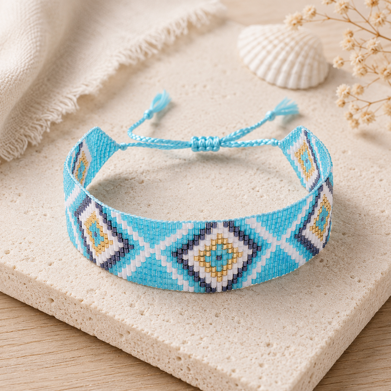 Aztec Pattern Adjustable Beaded Bracelet for Women