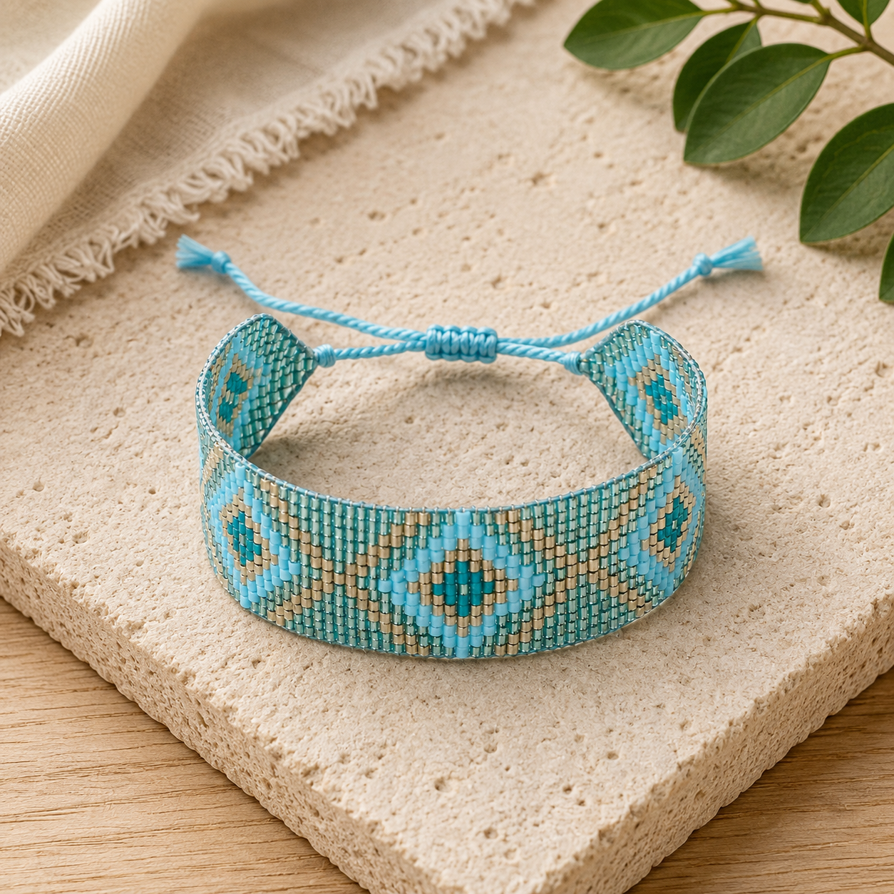 Aztec Pattern Adjustable Beaded Bracelet for Women