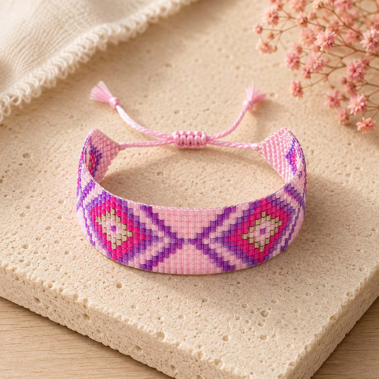 Aztec Pattern Adjustable Beaded Bracelet for Women