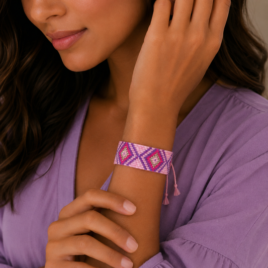 Aztec Pattern Adjustable Beaded Bracelet for Women