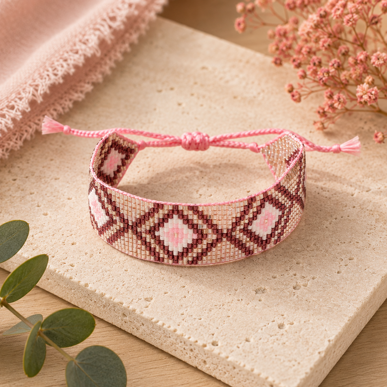 Aztec Pattern Adjustable Beaded Bracelet for Women
