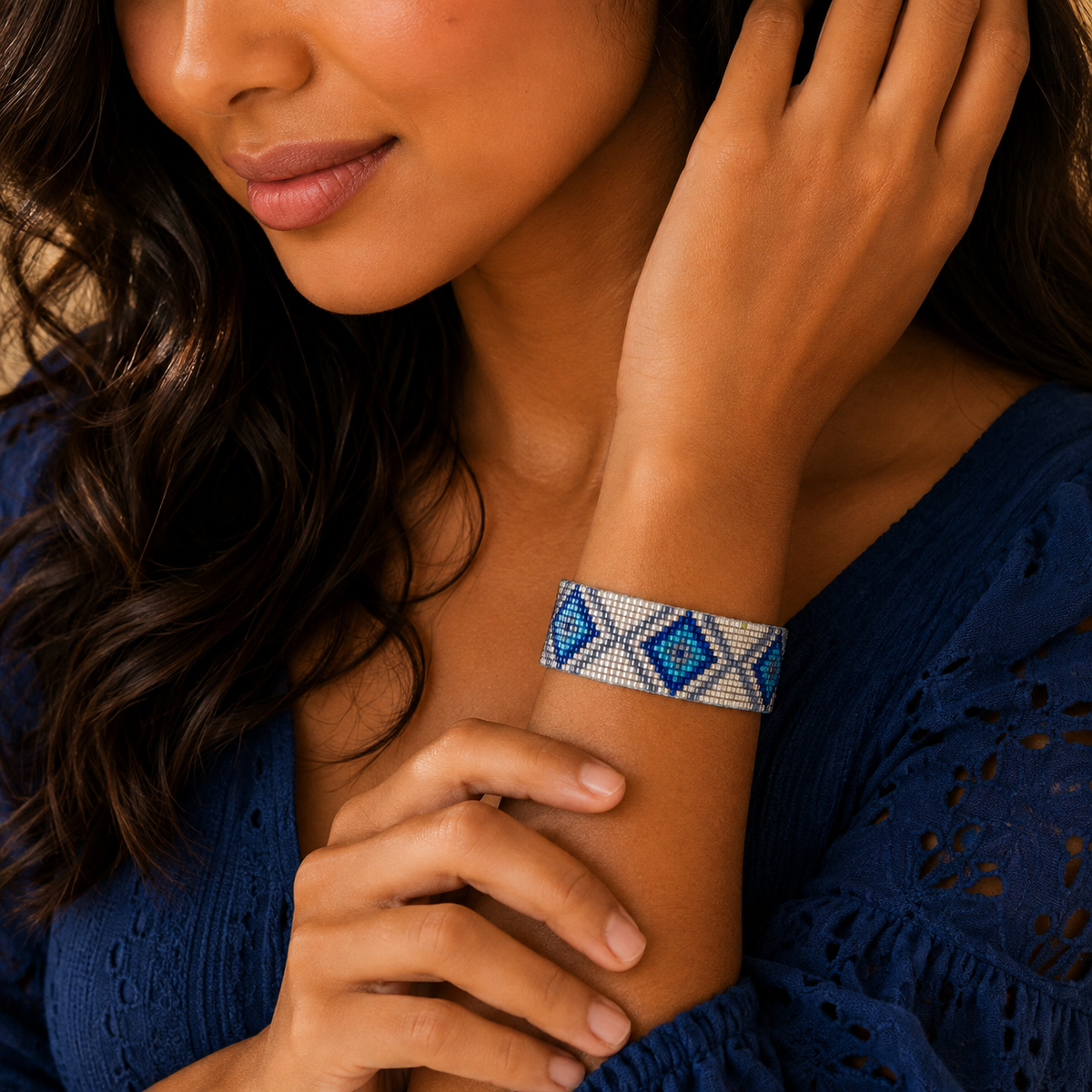 Aztec Pattern Adjustable Beaded Bracelet for Women