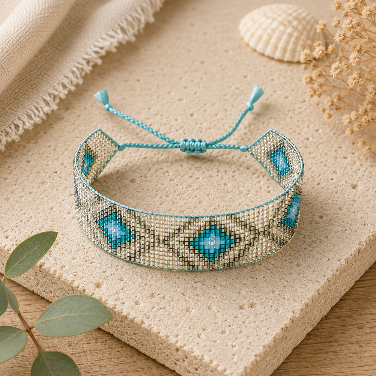 Aztec Pattern Adjustable Beaded Bracelet for Women