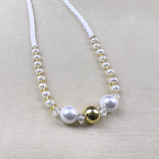 Bali Pearl Necklace with Seed Beads
