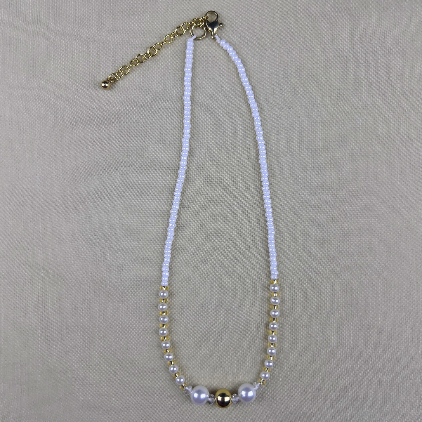 Bali Pearl Necklace with Seed Beads