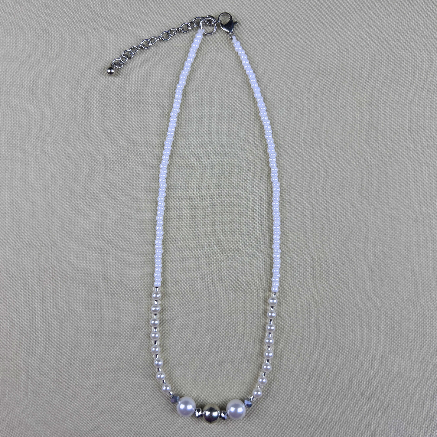 Bali Pearl Necklace with Seed Beads