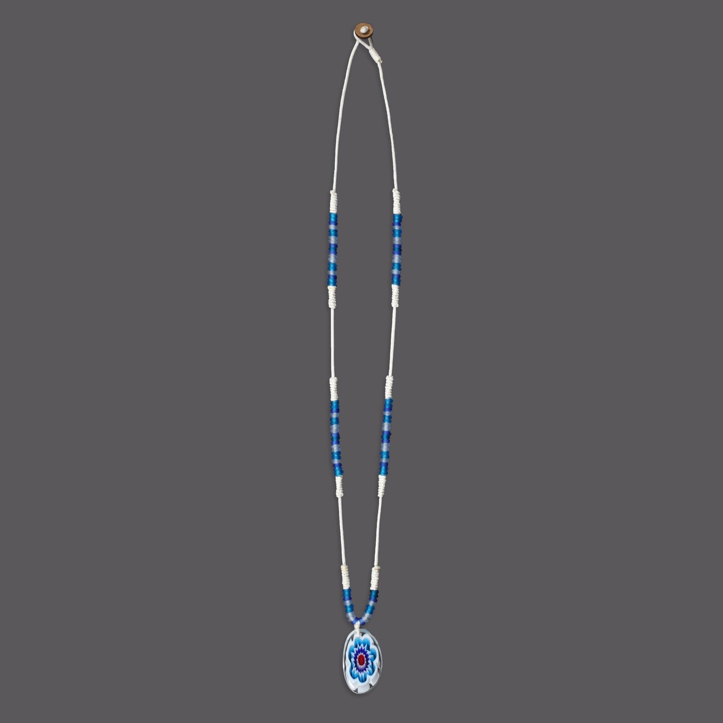 Beaded Necklace with Flower Pendant