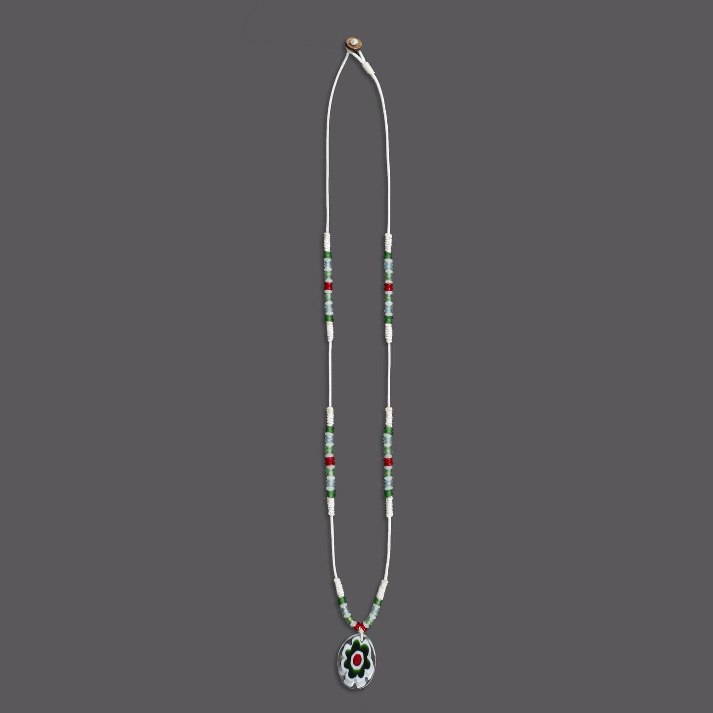 Beaded Necklace with Flower Pendant