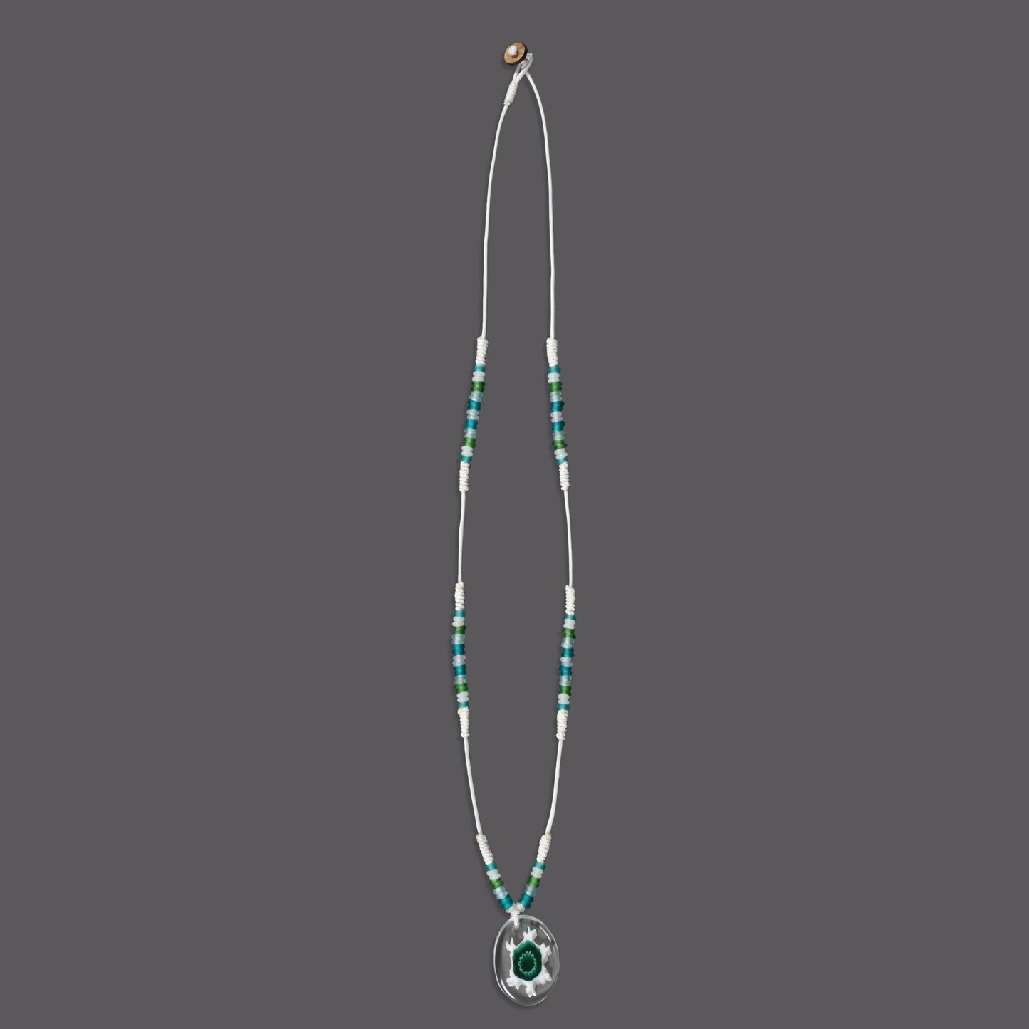 Beaded Necklace with Flower Pendant