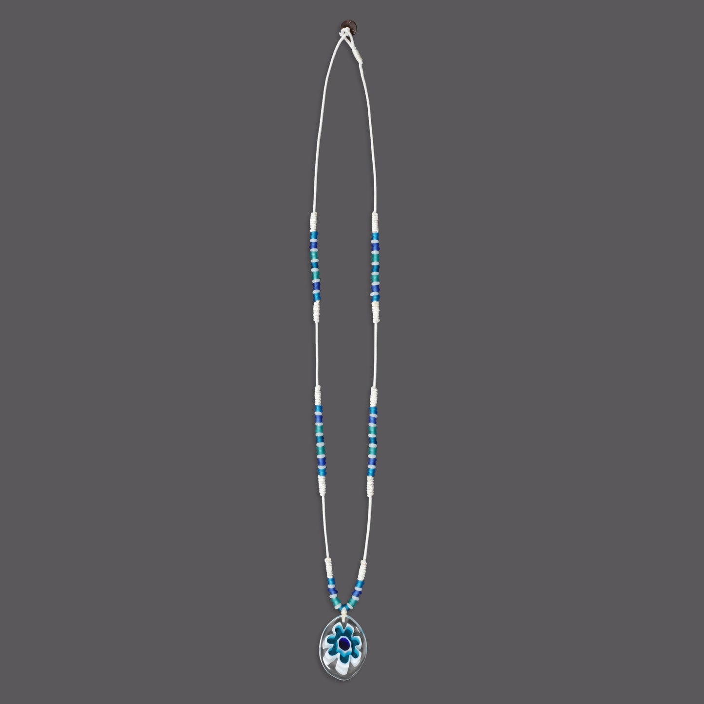 Beaded Necklace with Flower Pendant