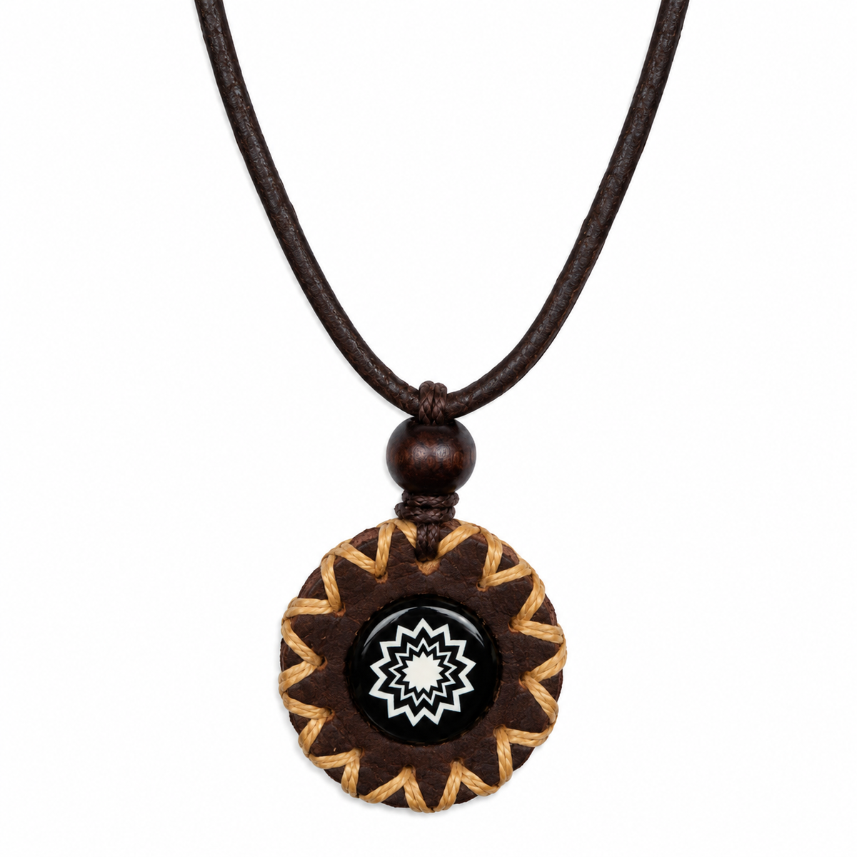 Black Star Leather Pendant Necklace for Women
