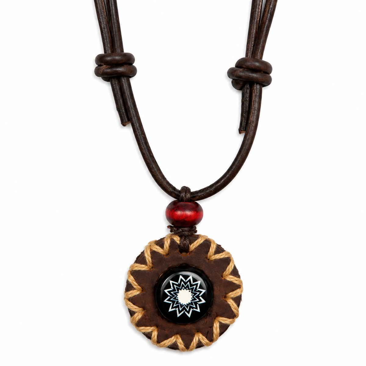 Black Star Leather Pendant Necklace for Women