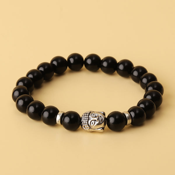 Black Obsidian Natural Stone Buddha Bracelet