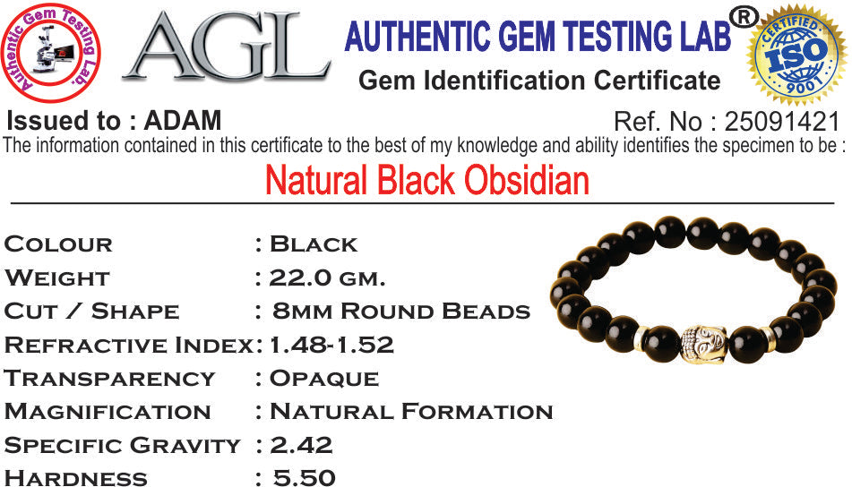 Black Obsidian Natural Stone Buddha Bracelet