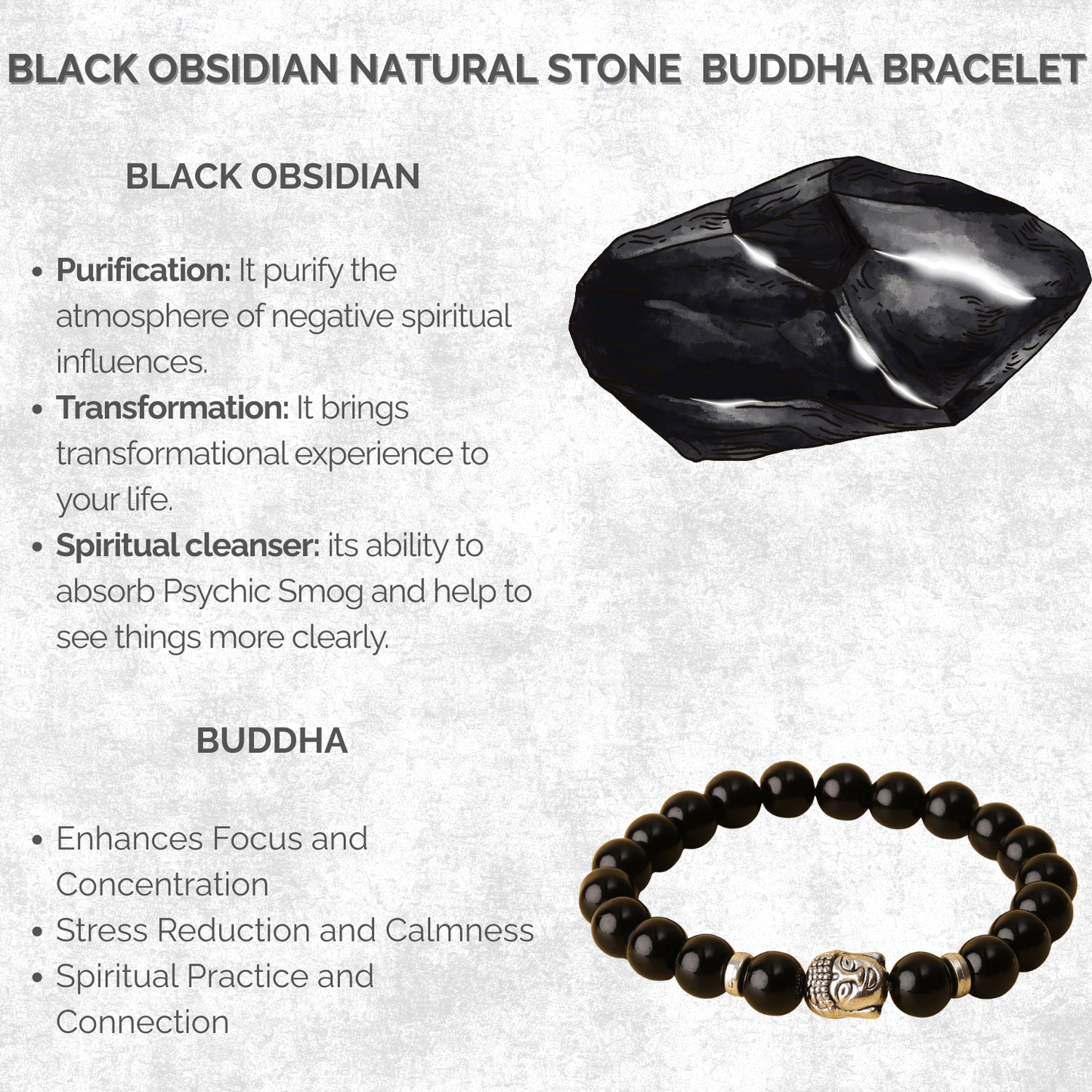 Black Obsidian Natural Stone Buddha Bracelet