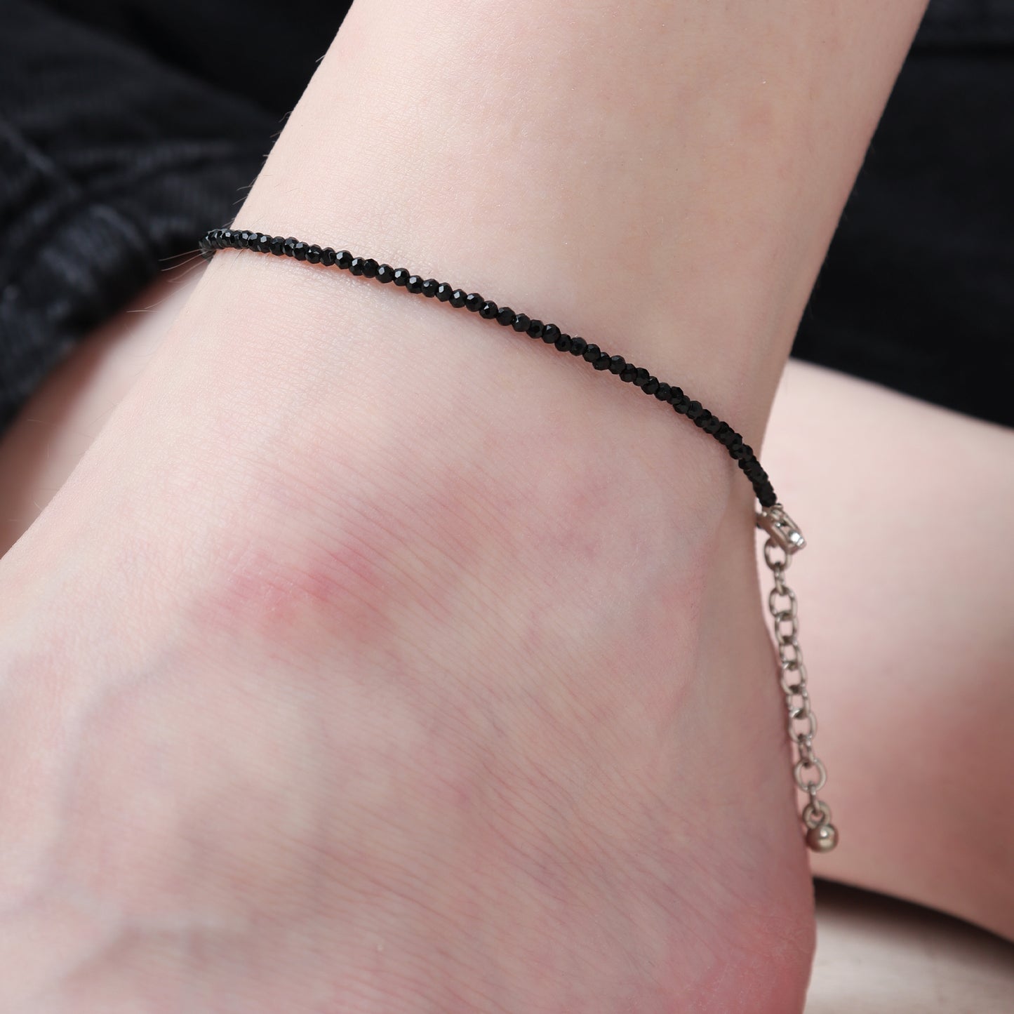 Black Tourmaline Natural Stone Anklet