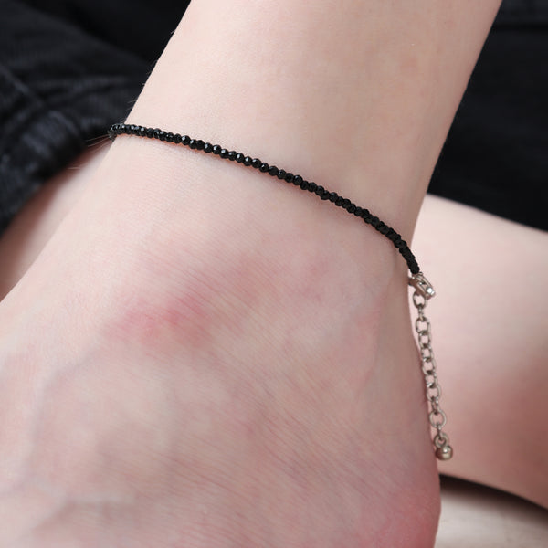 Black Tourmaline Natural Stone Anklet