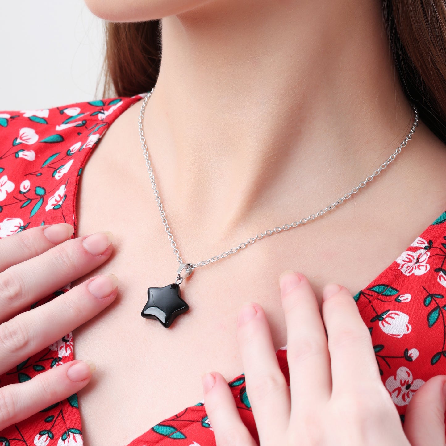 Black Tourmaline Star Pendant Necklace