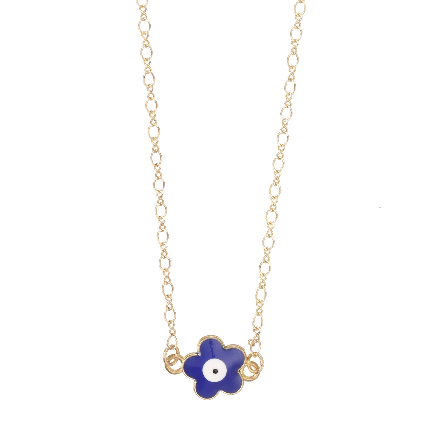 Blue Daisy Charm Gold Choker Necklace