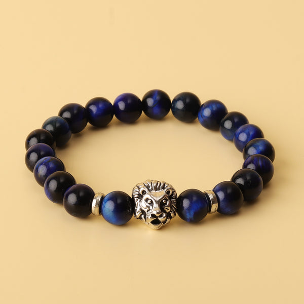 Blue Tiger Eye Natural Stone Panther Bracelet