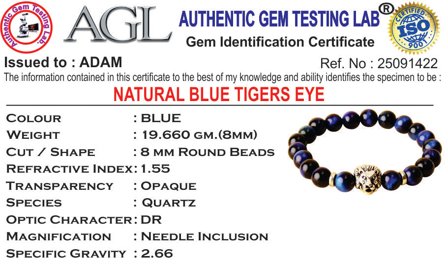 Blue Tiger Eye Natural Stone Panther Bracelet