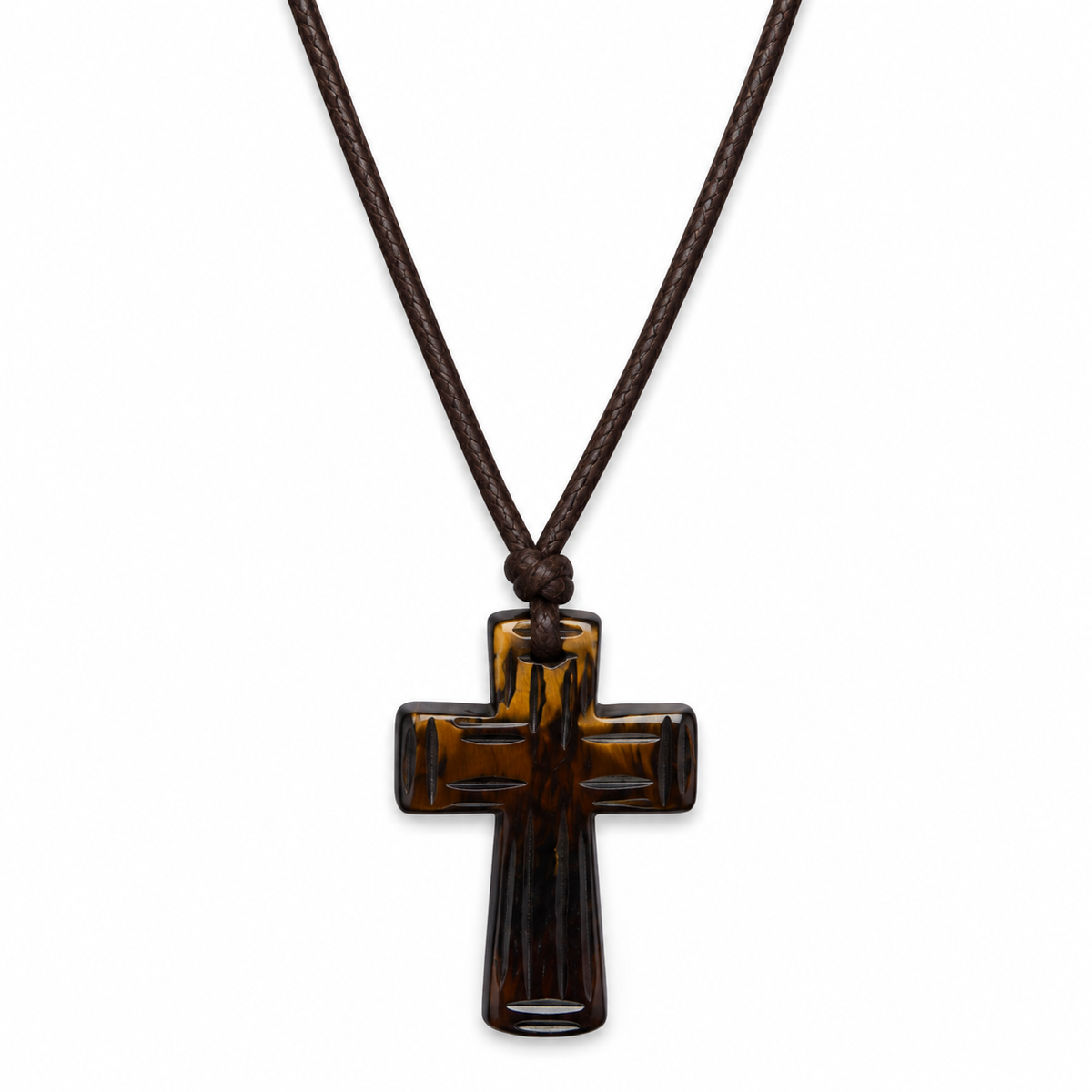 Bone Cross Pendant Cord Necklace for Women