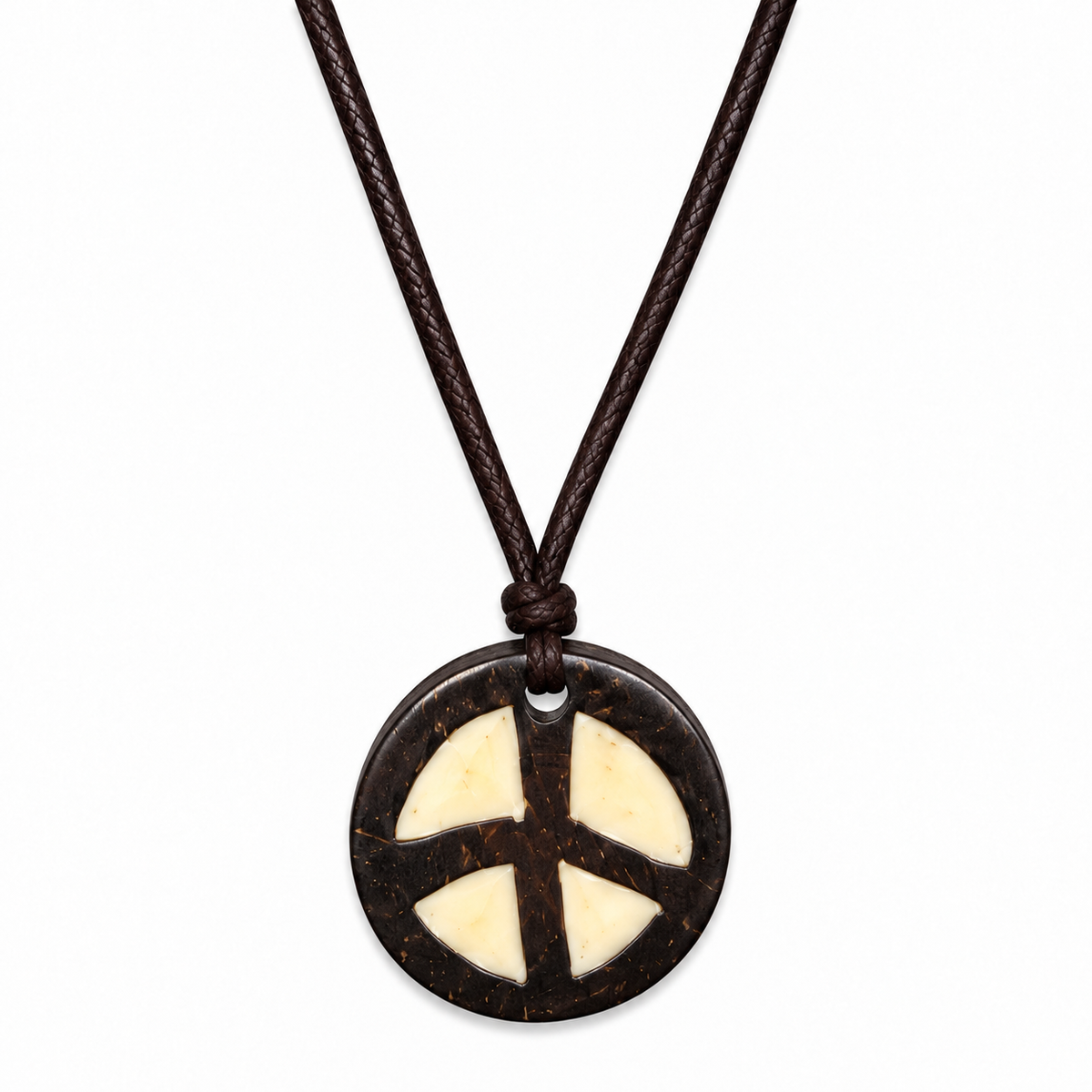 Bone Peace Symbol Cord Necklace for Women