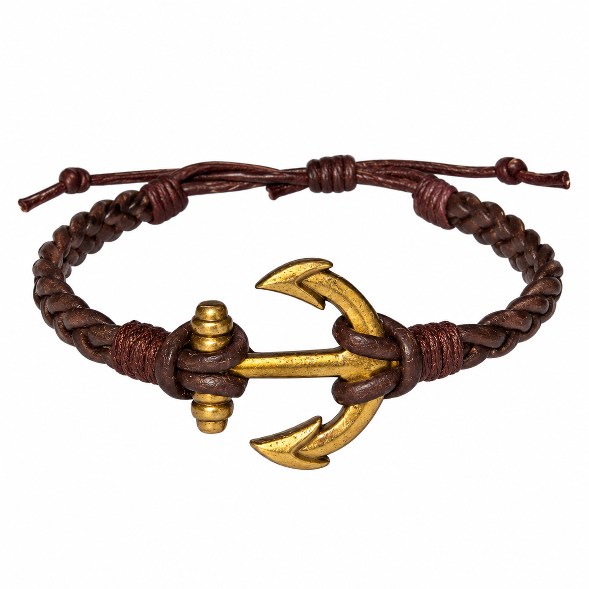 Braided Anchor Leather Bracelet for Men