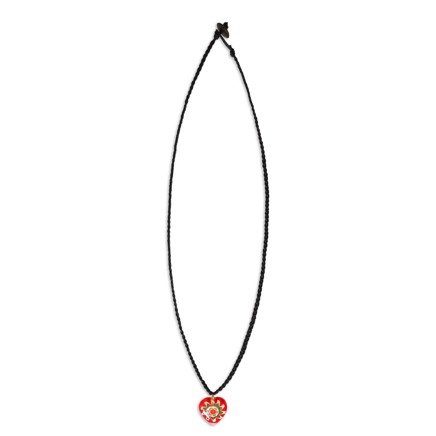 Braided Choker Necklace with Red Heart Pendant