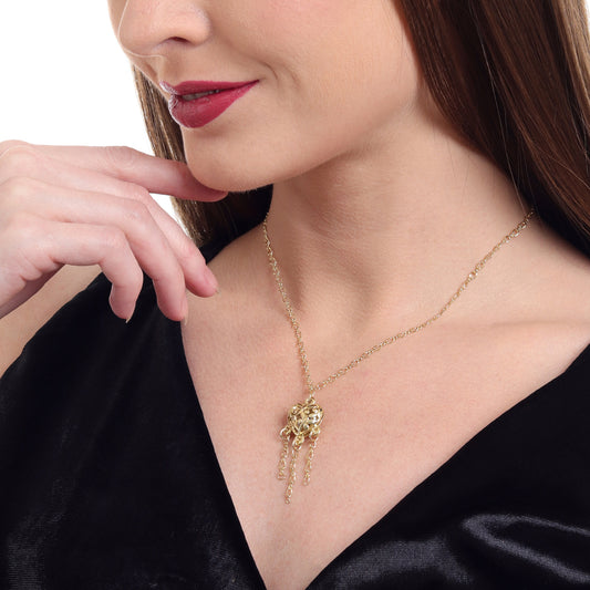 Butterfly Heart Gold Pendant Choker Necklace