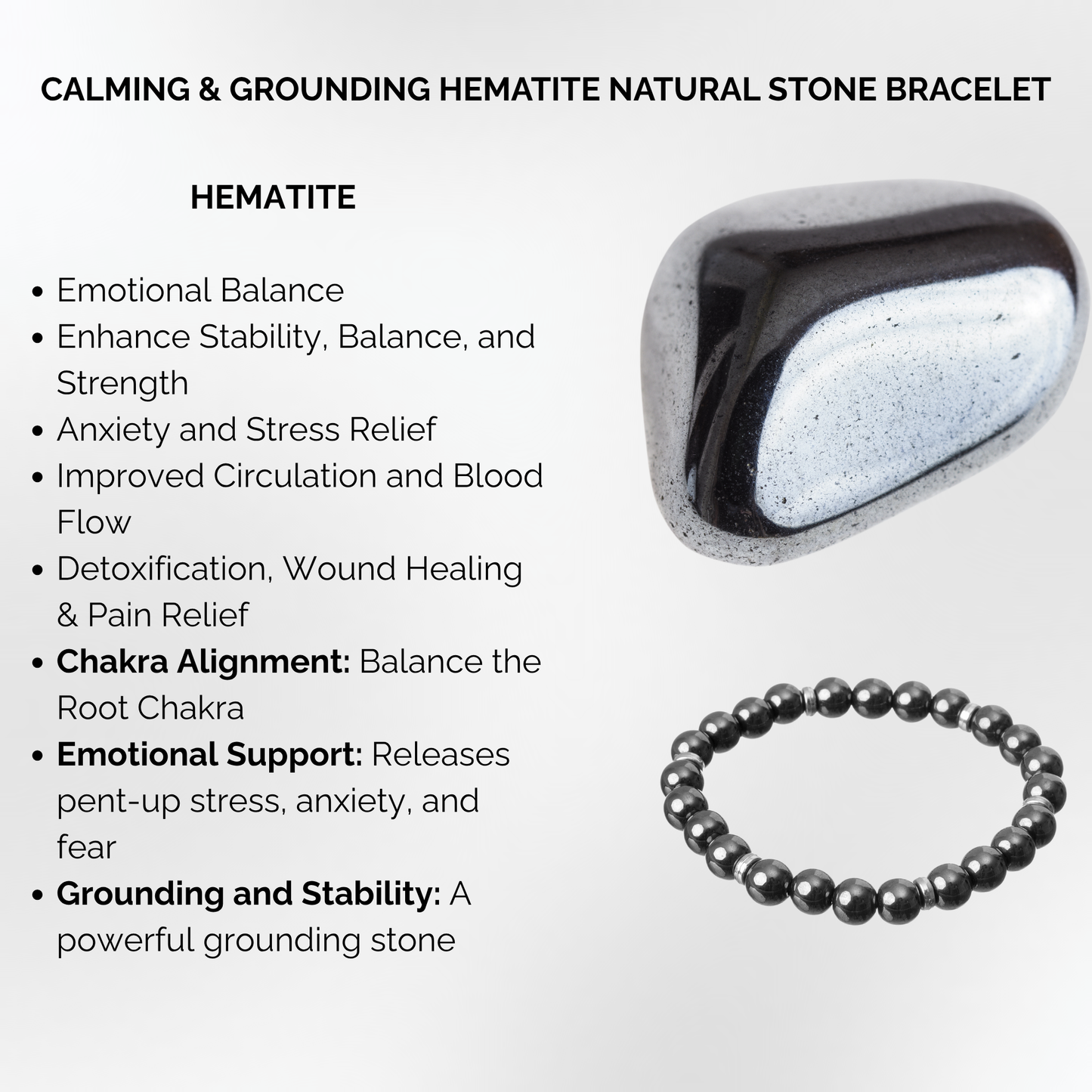 Calming & Grounding Hematite Natural Stone Bracelet